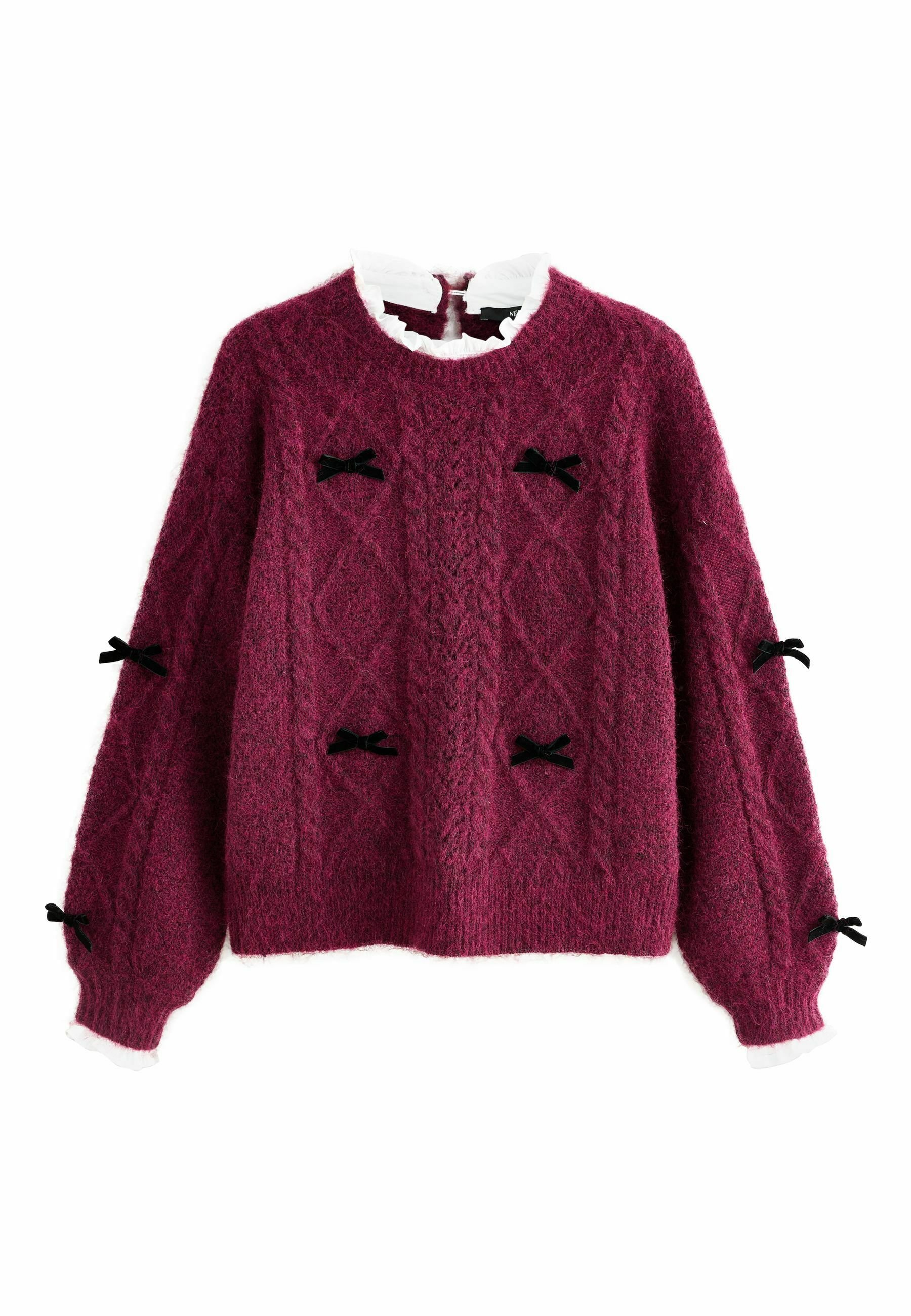 Next REGULAR FIT - COLLAR LAYER BOW - Jumper - burgundy red/red - Zalando