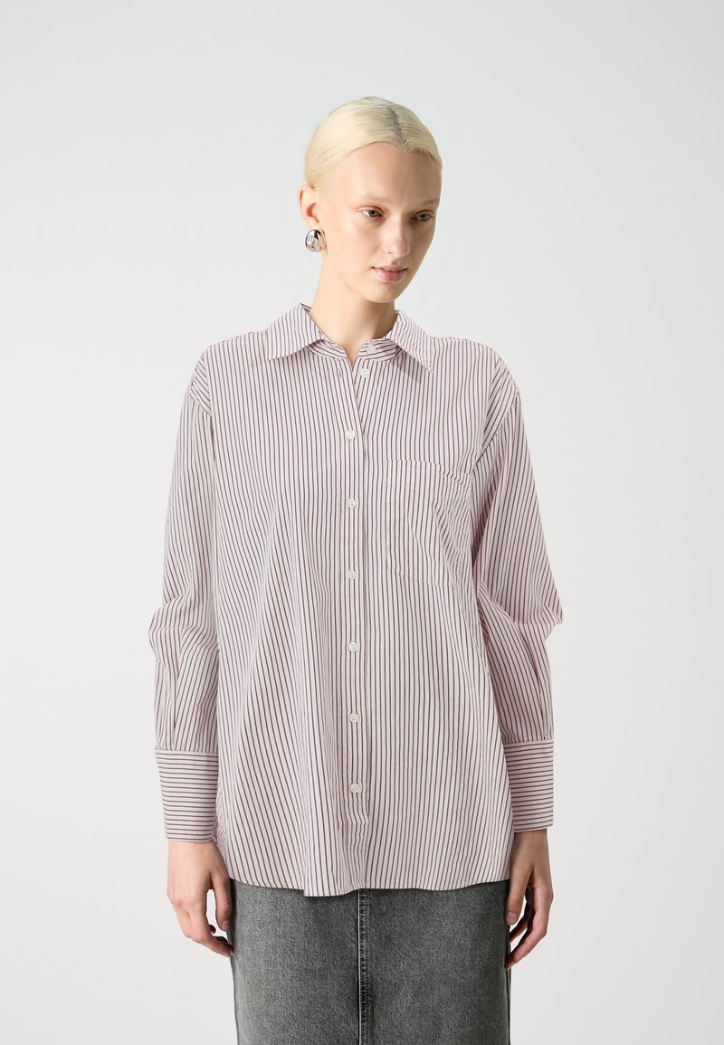 GAP BIG STRIPES BIG CUFF BIG COLLAR - Bluza z gumbi - red/pink