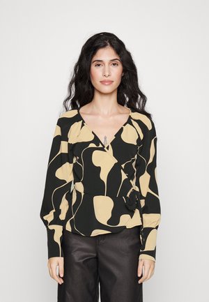 Vero Moda Petite VMLYDIA WRAP - Μπλούζα - black/lina