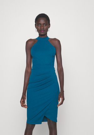 MILLY HALTER NECK MIDI - Vestito di maglina - dark teal blue