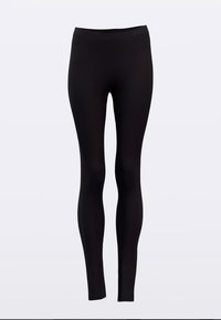 Crne tajice od glatkog, rastezljivog materijala. Imaju visok pojas i prilagođeni kroj koji seže do članaka.