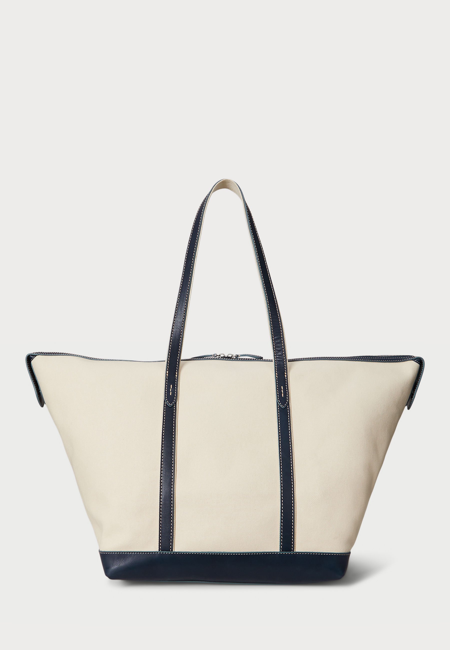 Polo Ralph Lauren LEATHER TRIM CANVAS LARGE SHOPPER TOTE