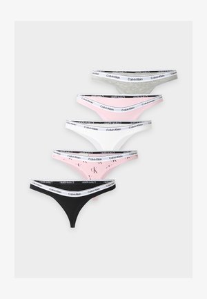 Calvin Klein Underwear, ICON LOGO 5 PACK - Tanga - black/grey heather/hawaii orchid
