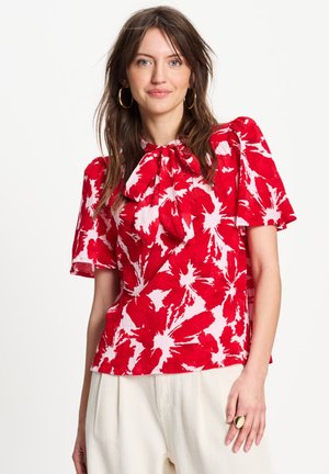 POM Amsterdam, TOP - CRINKLE BUBBLE BLOOM RED - T-shirt print - light red