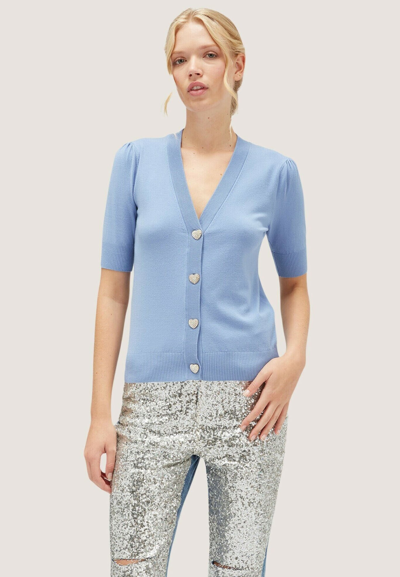 Motivi MANICHE CORTE CON BOTTONI GIOIELLO - Cardigan - azzurro/celeste