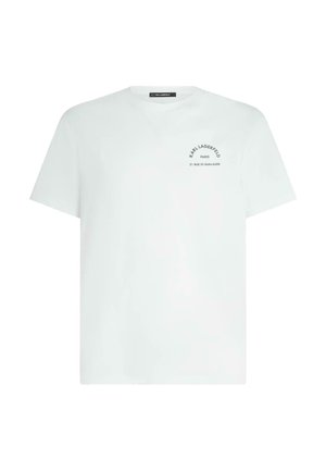 Biele tričko s krátkym rukávom s malým čiernym logom "KARL LAGERFELD PARIS 21 RUE ST-GUILLAUME" na ľavej strane hrude.