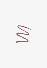 Delineador de labios en un suave tono malva, con una línea suave y curvada que se asemeja a un patrón en zigzag sobre un fondo blanco.