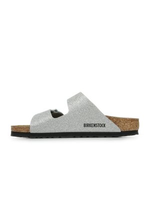 Pantolette flach - shiny glitter silver