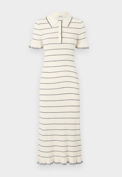 sandro ROBE MIDI COL POLO FINITIONS FRILL - Rochie de zi - ecru