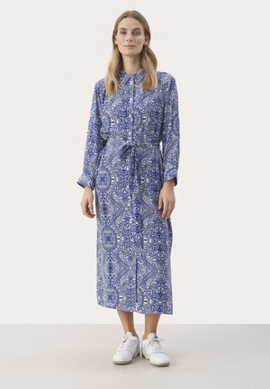 Part Two BINTI - Shirt dress - deep ultramarine woodblock