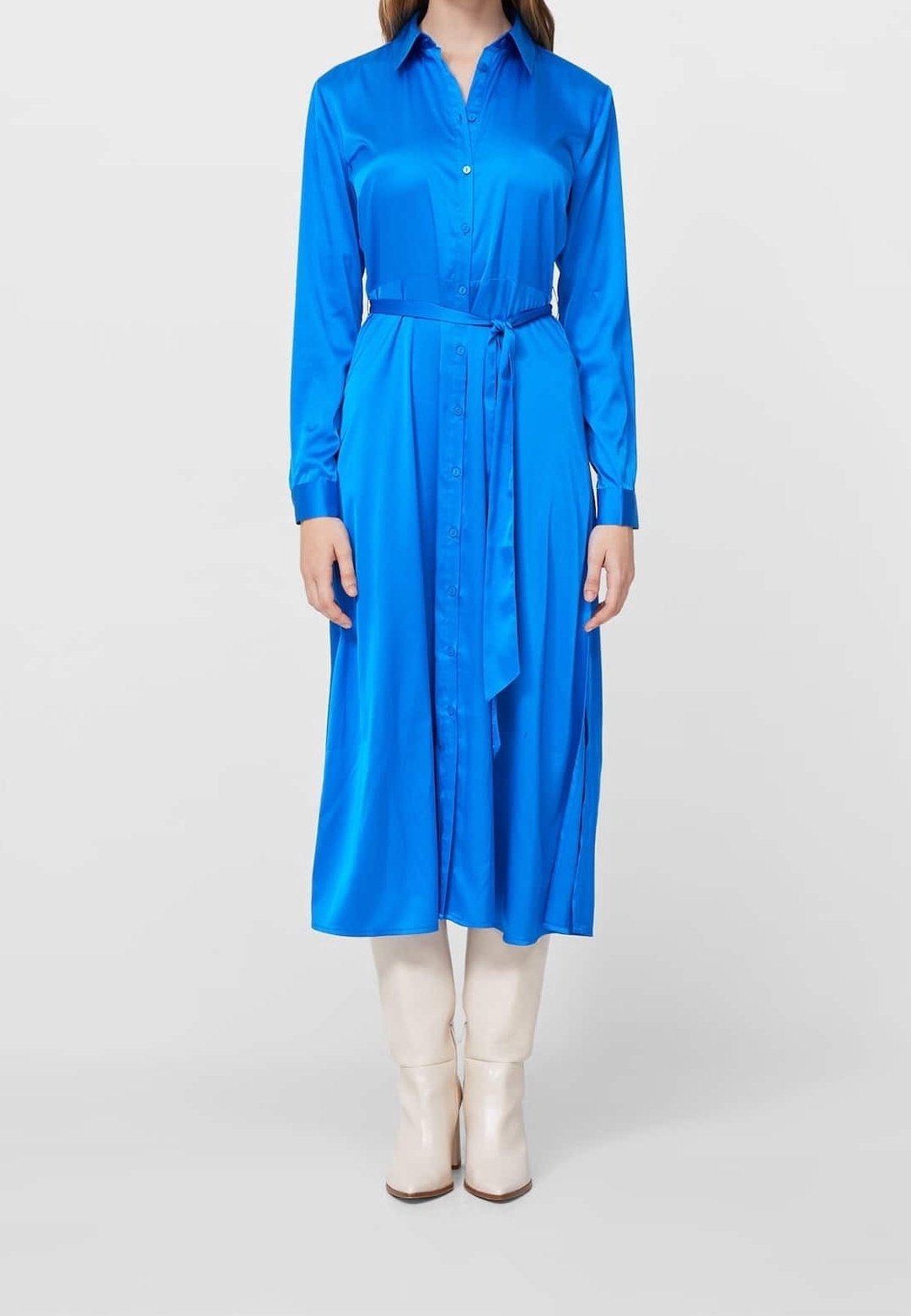 knee length dresses for ladies Medeina Print Button Front Satin Midi Dress | Disturbia main image 1