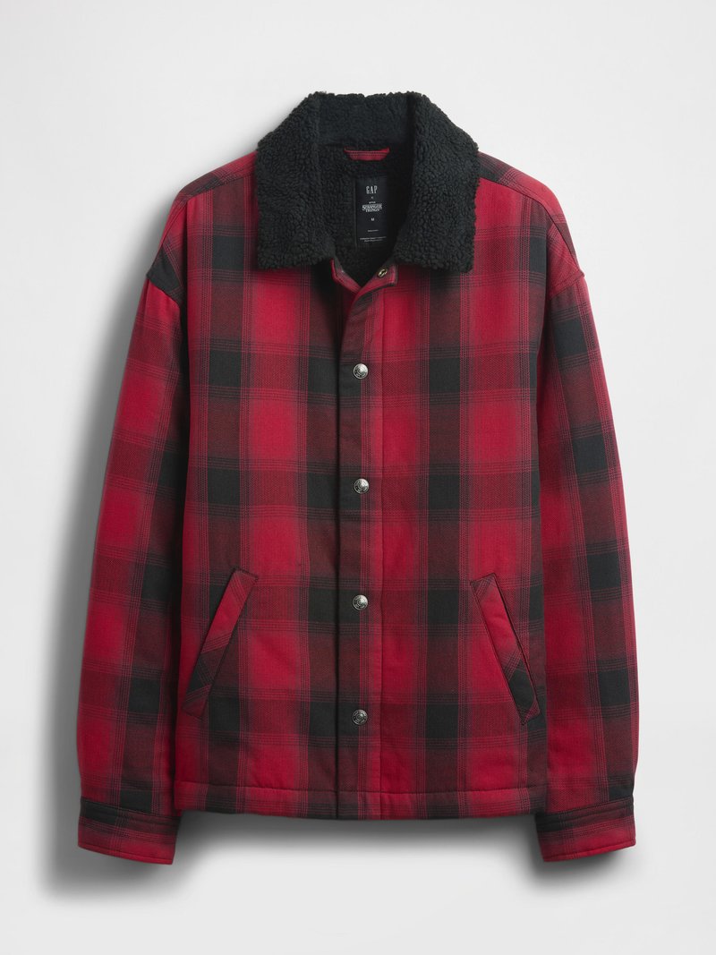GAP STRANGER THINGS SHERPA-LINED SHIRT JACKET - Jas - red plaid/rood ...