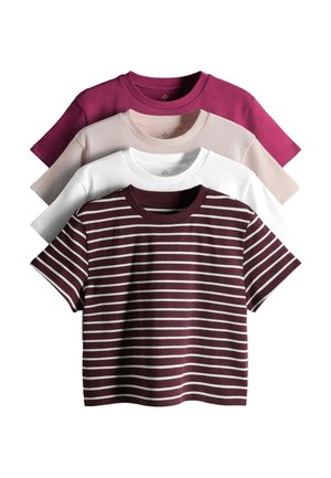 THE SET, REGULAR FIT - 4 PACK HEAVYWEIGHT CROPPED T-SHIRTS . - T-Shirt basic - pink white stripe