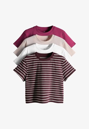 THE SET, REGULAR FIT - 4 PACK HEAVYWEIGHT CROPPED T-SHIRTS . - Basic T-shirt - pink white stripe