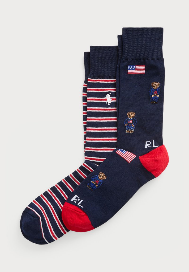 Polo Ralph Lauren - POLO BEAR TROUSER SOCK 2 PACK - Chaussettes - dark blue/red, Agrandir