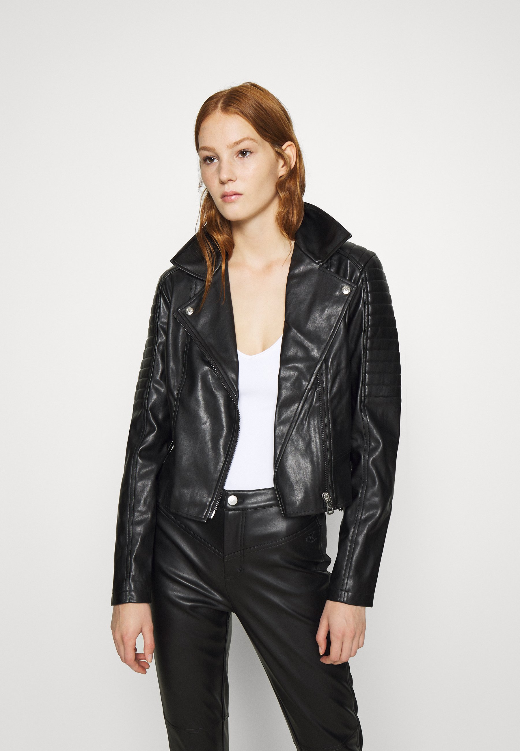 Calvin Klein Jeans BIKER JACKET - Lederjacke - black/schwarz - Zalando.ch