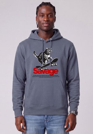 watapparel, SAVAGE CAT UNISEX - Kapuzenpullover - blue grey