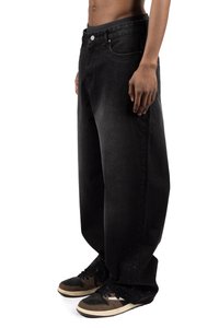 FAVELA RHINESTONE UNISEX - Traperice opuštenog kroja - denim black
