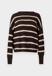 ONLMALLY LIFE DETAIL O NECK  - Πουλόβερ - chocolate torte/whitecap gray