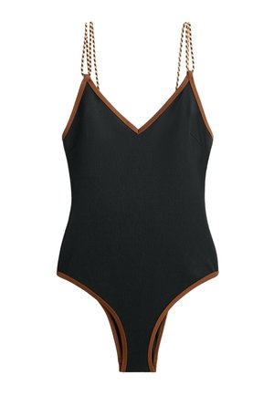 OYSHO, CONTRAST BRAID TRIANGLE SWIMSUIT - Maillot de bain - black