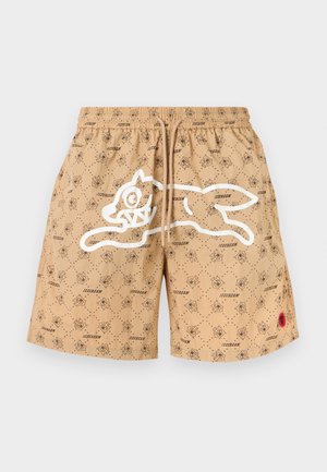 Tandrilist paeltega lühikesed püksid, millel korduv väike must koeramuster koos "ICECREAM" tekstiga ning suur valge koomiksisuur hunt graafik ees.