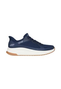 Scarpa da ginnastica navy con tomaia in mesh, suola intermedia bianca e suola in gomma. Presenta lacci e design slip-in per una facile vestibilità.
