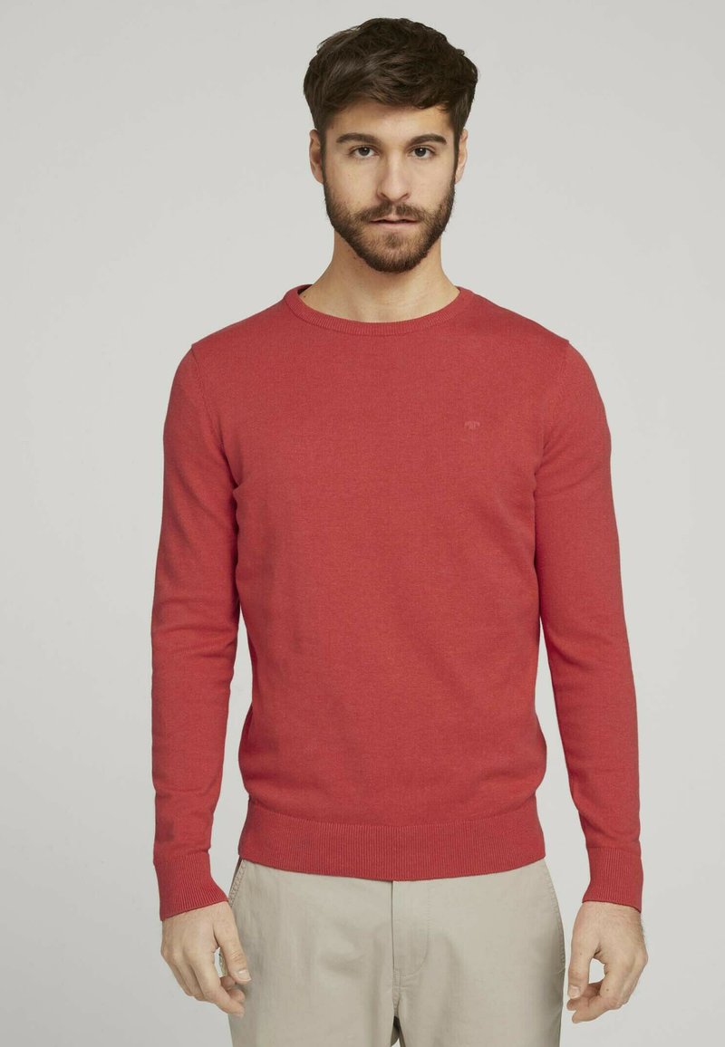 TOM TAILOR CREW NECK  - Strickpullover - coral melange