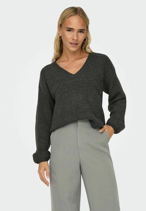 ONLY LOOSE FIT - Strickpullover - dark grey melange