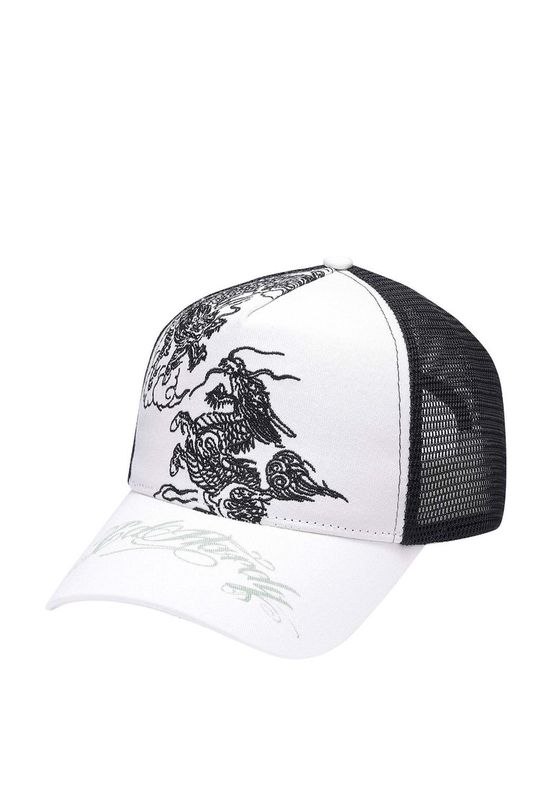 Ed Hardy UNISEX DOUBLE DRAGON FRONT  - Cap - white black