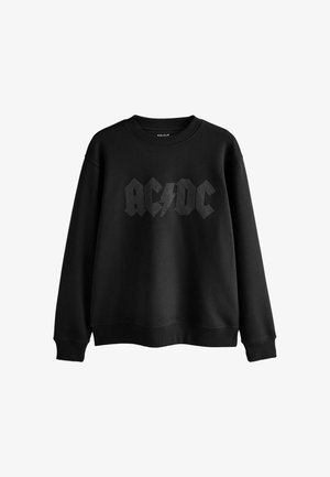 Schwarzes Sweatshirt mit geripptem Rundhalsausschnitt und Bündchen. Mit dem "AC/DC"-Logo in Nietenoptik auf der Brust. Glatte Textur.