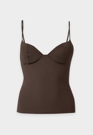 Gina Tricot, SOFT SHAPING SINGLET - Topp - dark brown