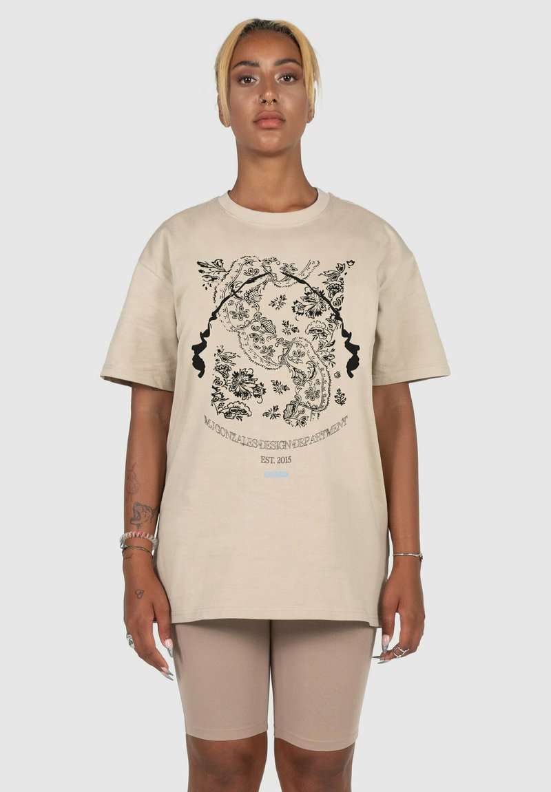 MJ Gonzales PAISLEY HEAVY OVERSIZED TEE - Potiskana majica - wet sand