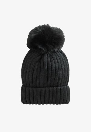 Mustmust kei jaoks must kudum, millel on soonikkoes, suured, pehmed pom-pomid peal ja volditud mansett alusosas.