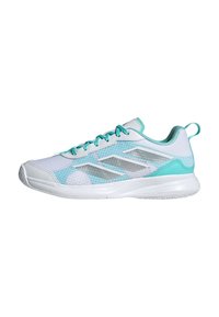 adidas Performance AVAFLASH  - Clay court tennis shoes - cloud white   silver metallic   flash aqua