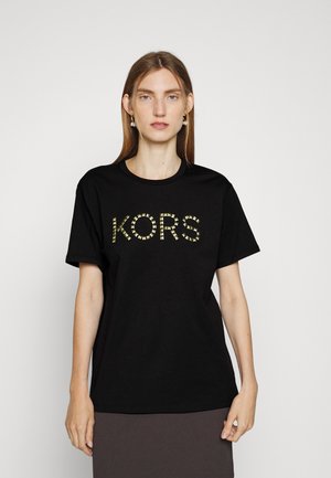 STUDDED KORS TEE - Toppi - black