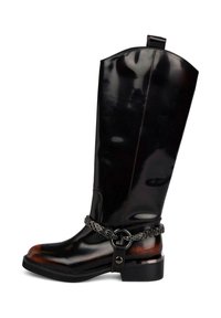 Alma En Pena Stivaletti Piani In Pelle Donna - Canna Piegata Con Borchie - Tacco 6 Cm - Chiusura Zip - Colore Nero - 3