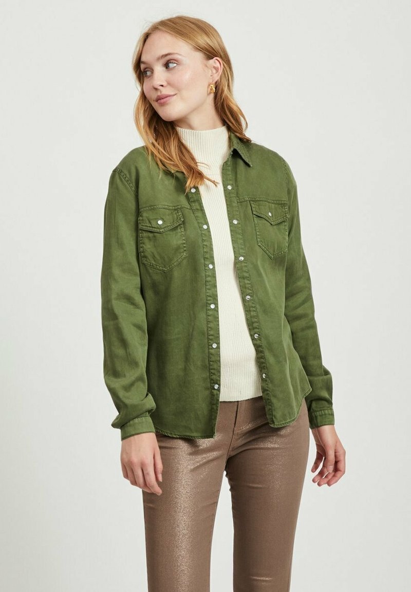 VILA VIBISTA SU-NOOS - Button-down blouse - forest night