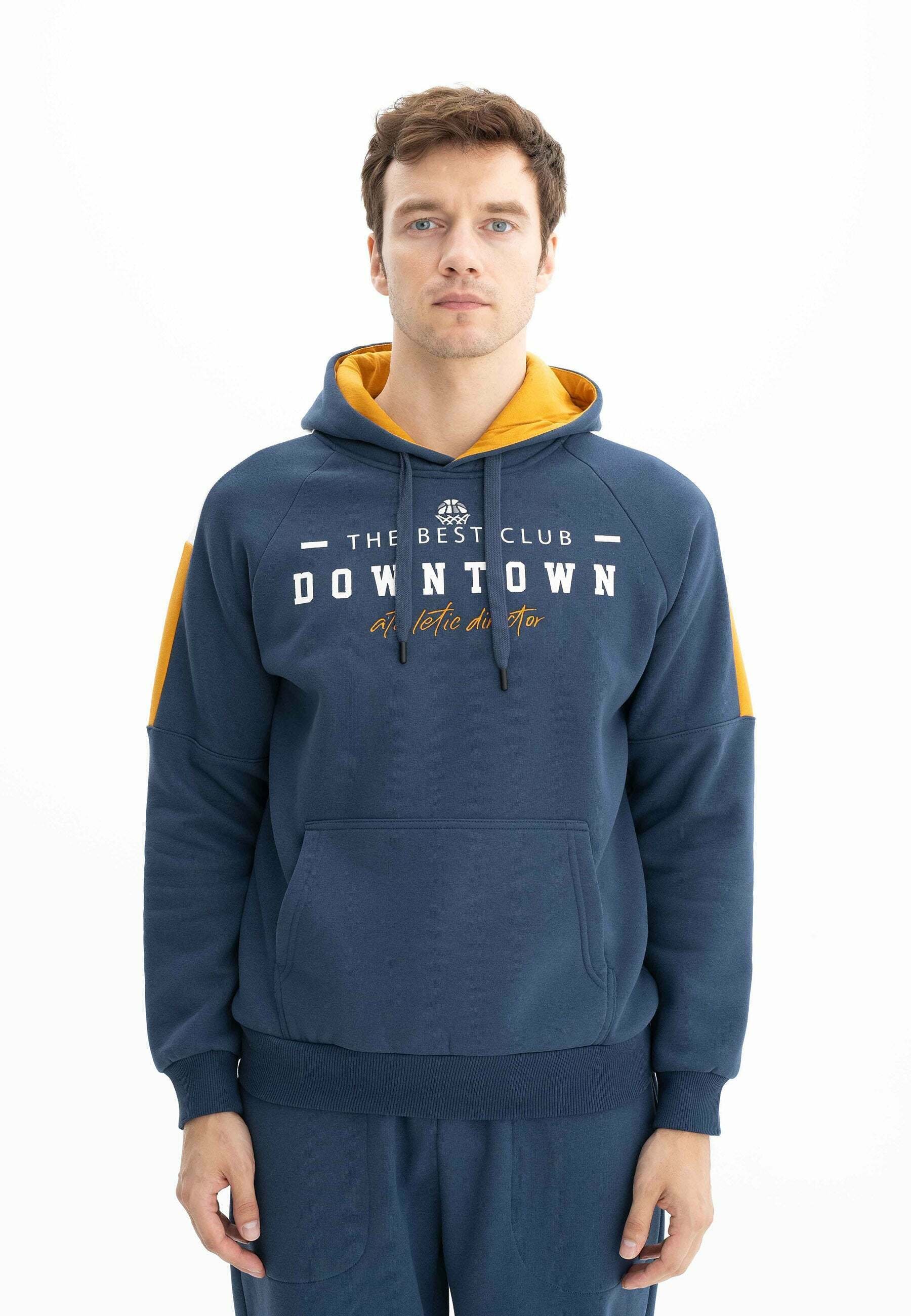 Felpa Con Cappuccio Uomo Trendyol Regular Fit Antracite, 60% Cotone 40% Poliestere, Maglia Tuta Con Slogan