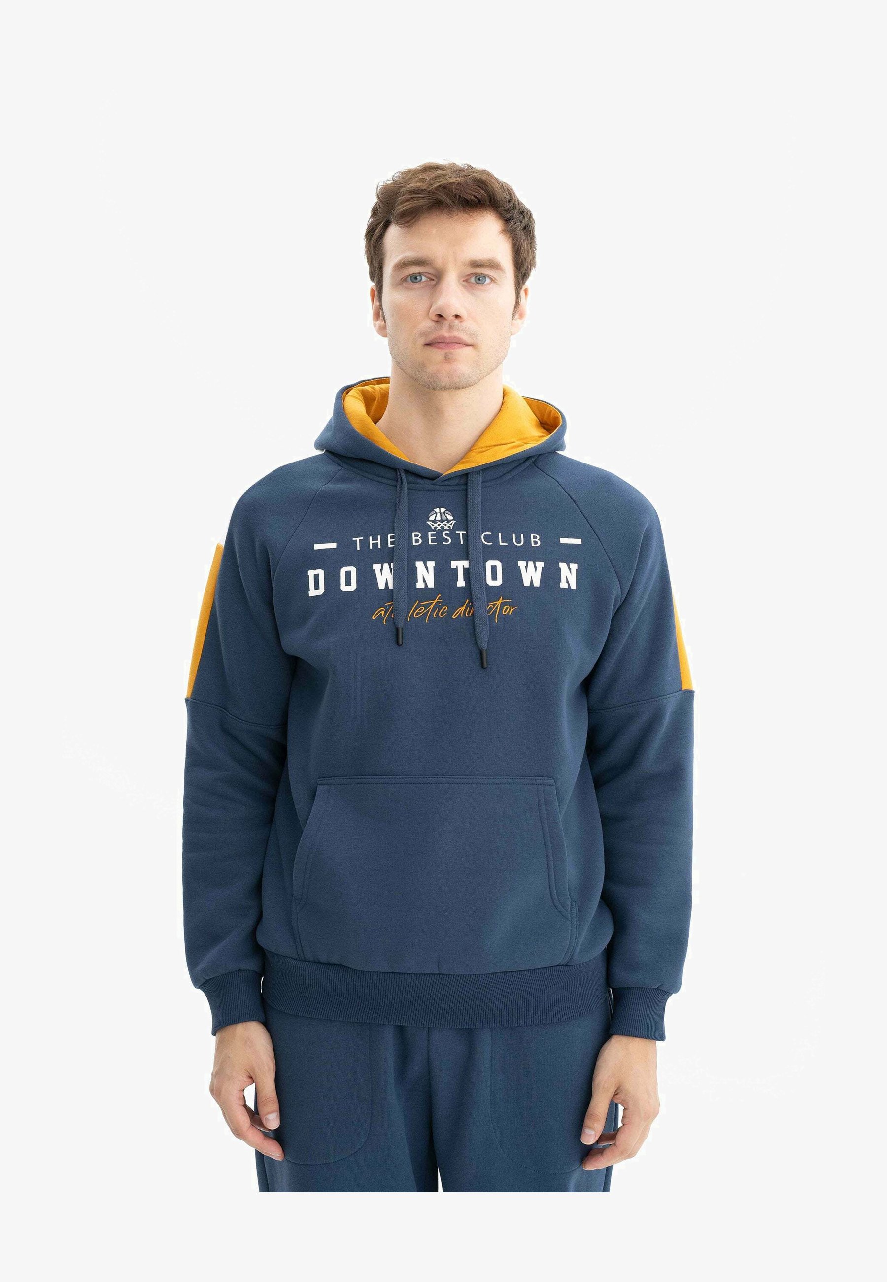 Felpa Con Cappuccio Uomo Trendyol Regular Fit Antracite, 60% Cotone 40% Poliestere, Maglia Tuta Con Slogan