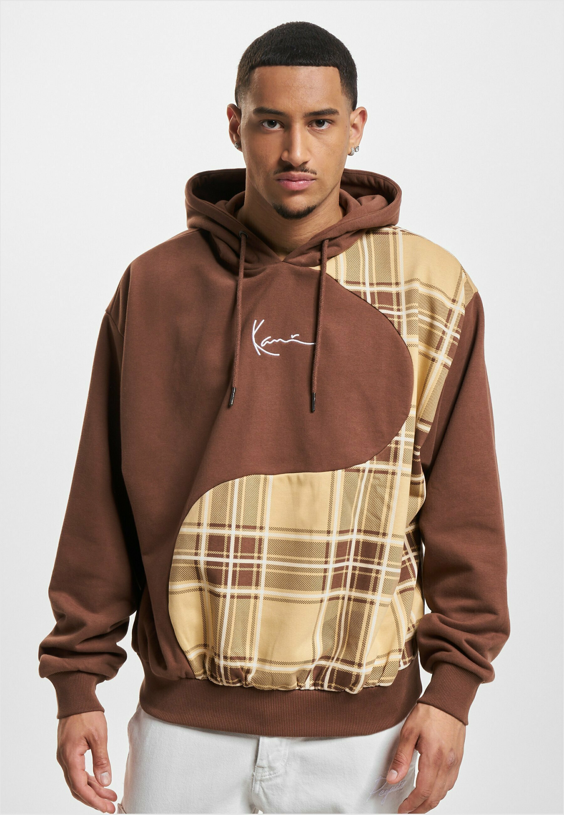 Karl Kani KU233-003-2 SMALL SIGNATURE WAVY BLOCK OS HO - Hoodie - brown  sand off white/brown - Zalando.de