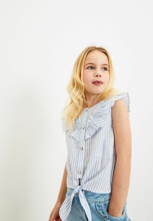 TIE FRONT FRILL - Camicetta - blue