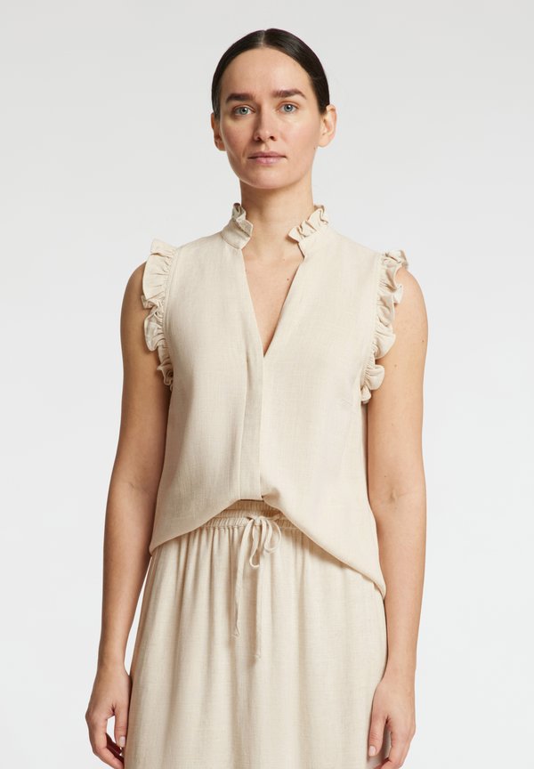 SLFVIVA SUN RUFFLE NOOS - Bluse - sandshell