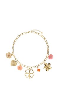 BOTANICAL CHARM WITH CLOVER AND FLOWERS - Collar - goudkleurig