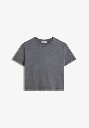 SHORT SLEEVE WITH EYELETS - Majica kratkih rukava s printom - grey