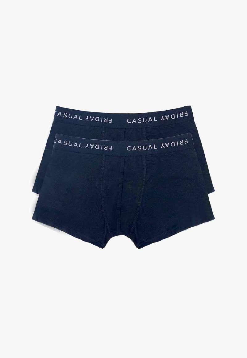 Schwarze Boxer-Briefs aus weicher Baumwolle mit einem elastischen Bund, der den Text "FRIDAY CASUAL" trägt. Entworfen für Komfort und Funktionalität.