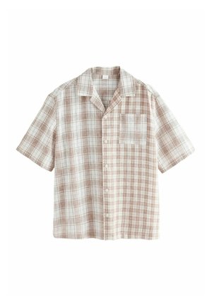 Next, TEXTURED CHECK SHORT SLEEVE - Pluus - brown