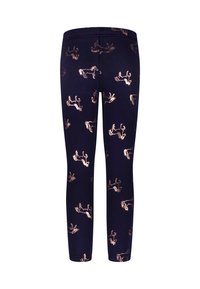 Maritieme legging met een rekbare pasvorm, versierd met een metallic paardenpatroon. Zacht materiaal met een soepele, elastische tailleband.