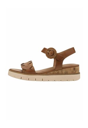Sandalen met plateauzool - cognac