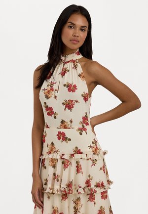 FLORAL CRINKLE GEORGETTE TIERED GOWN - Společenské šaty - cream multi