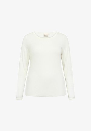 Cămașă albă cu mâneci lungi, realizată dintr-un material moale, având un decolteu rotund și o croială slim, oferind un design simplu și elegant.